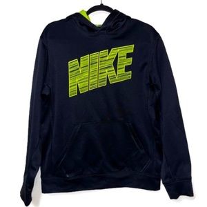 Nike Men’s Hoodie Small Graphic Logo Black Sweatshirt Pullover Thermafit